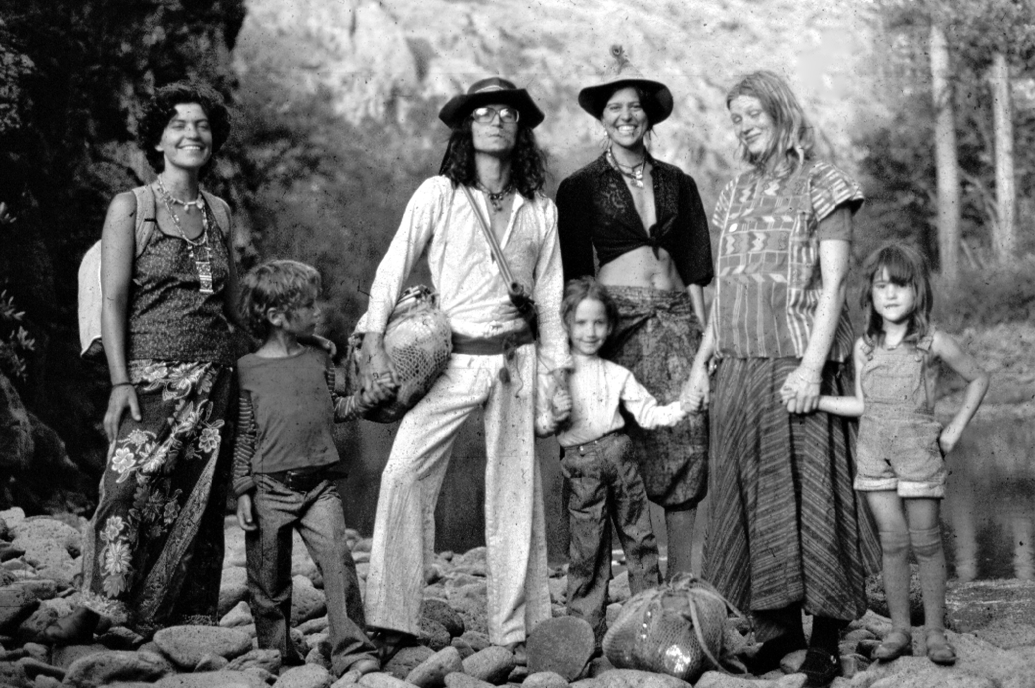 Camino al Rainbow Gathering de Arizona en 1979, Gerda, Odin, Alberto, Mayura, Mercedes, Tove y Connie. Foto:  Jan Svante
